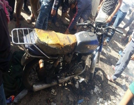 اصابة مدنيين جراء انفجار عبوة ناسفة في تعز(صورة)