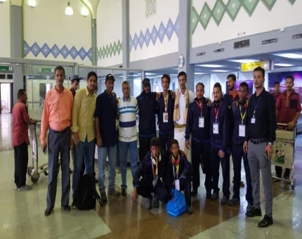 وصول أبطال نادي "الجلاء" عدن بعد مشاركتهم في بطولة آسيا للجودو